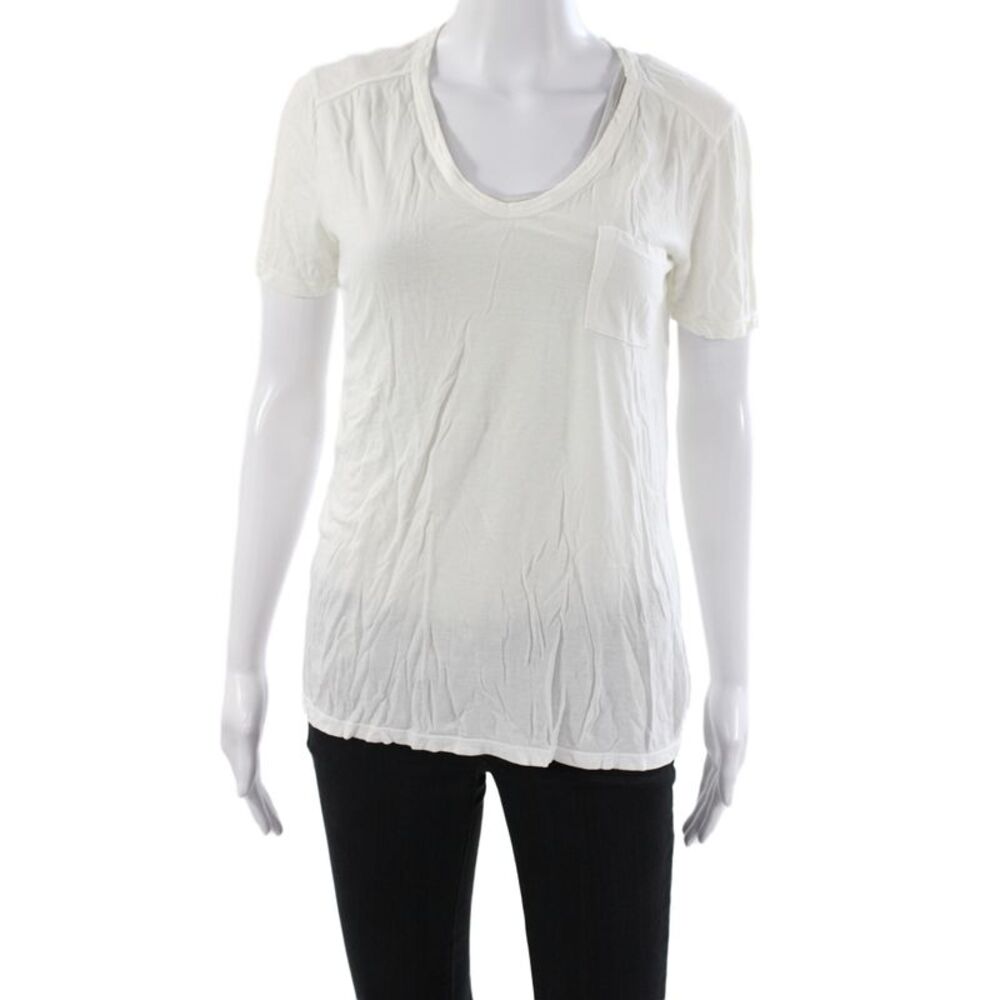 T Alexander Wang Women White Rayon Short Sleeve Scoop Neck T-Shirt Size XS